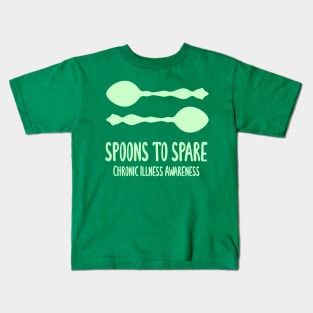 Spoons To Spare - Chronic Illness Awareness (Light Green) Kids T-Shirt